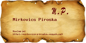 Mirkovics Piroska névjegykártya